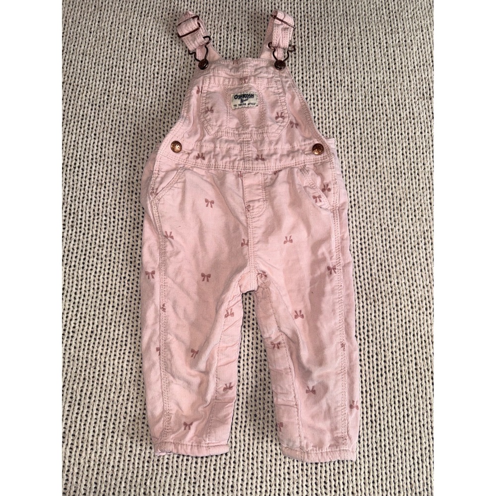 OshKosh B'gosh Baby Girls Pink Corduroy Bow Print Overalls 12M Vestbak